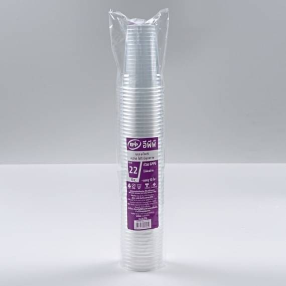 แก้วเรียบใสGPPS 22oz 95mm 50ใบ (EPP)
