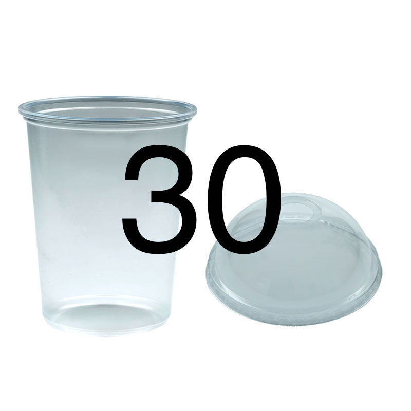 แก้วเรียบใสPP 30oz 116mm + ฝาโดม 50ชุด