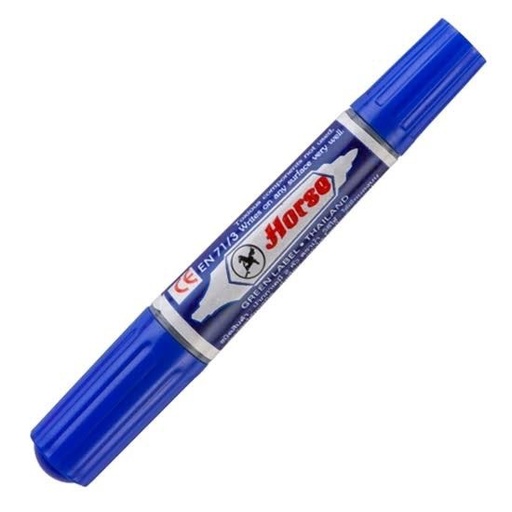 [8851552201016] ตราม้า ปากกาเคมี2หัว สีน้ำเงิน