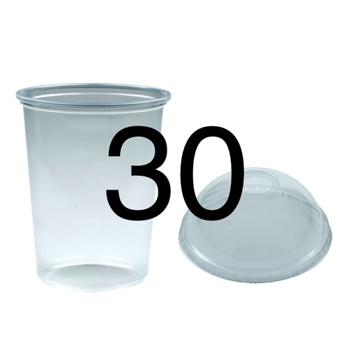 [8859627891490] แก้วเรียบใสPP 30oz 116mm + ฝาโดม 50ชุด