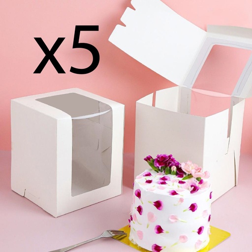[2557434016315] [ แพ็ค5 ] Boxjourney กล่องเค้ก ครึ่งปอนด์ ทรงสูง หน้าต่าง 0117011 kit