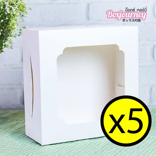 [2507573960260] [ แพ็ค5 ] Boxjourney กล่องเค้ก 3ปอนด์ #ขาว-เจาะ 0103089 (kit)