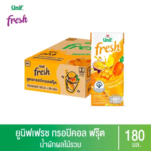 [28850388540126] [ ลัง36 ] ยูนิฟ เฟรช ทรอปิคอล ฟรุ๊ต 30% 180มล.