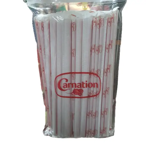[8456384983958] หลอดตรง หุ้มเดี่ยว 6mm 100เส้น ยาว 26ซม. สีแดง คาร์เนชั่น