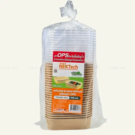 Nextech ถ้วยคราฟท์ วงรี+ฝาOPS 500มล. 25ใบ